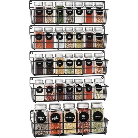 5 Pack Spice Rack Seasoning Organizer Wall Mount, Hanging Spice Organizer Shelf - Picture 1 of 7